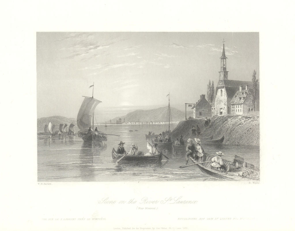 Scene on the River St. Lawrence, near Montreal, Canada. BARTLETT 1842 print